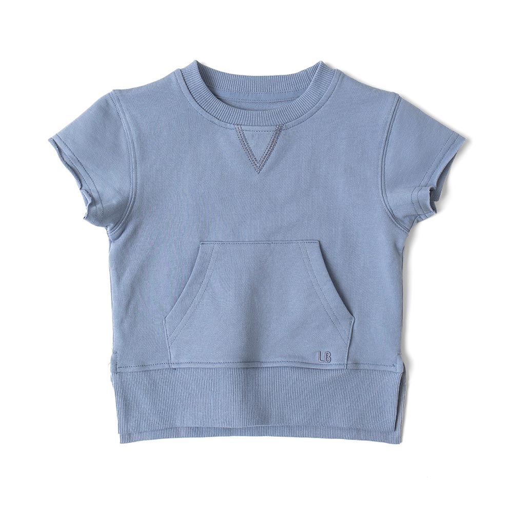Little Bipsy Raw Edge Crewneck - Sky Blue (Size 6-12m) *CLEARANCE*