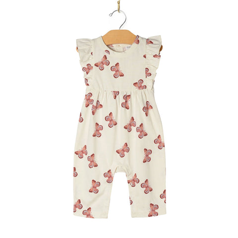 City Mouse Flutter Long Romper - Butterflies