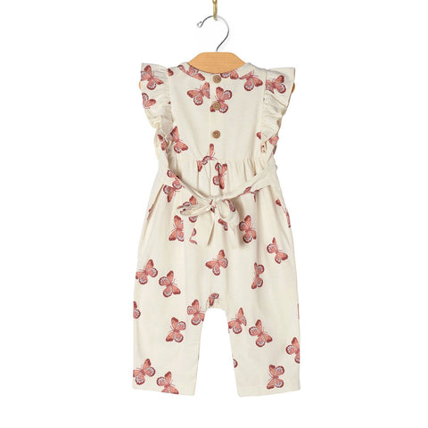 City Mouse Flutter Long Romper - Butterflies