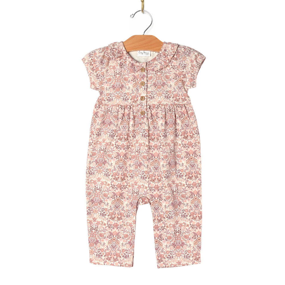 City Mouse Frill Collar Long Romper - Spring Bouquet