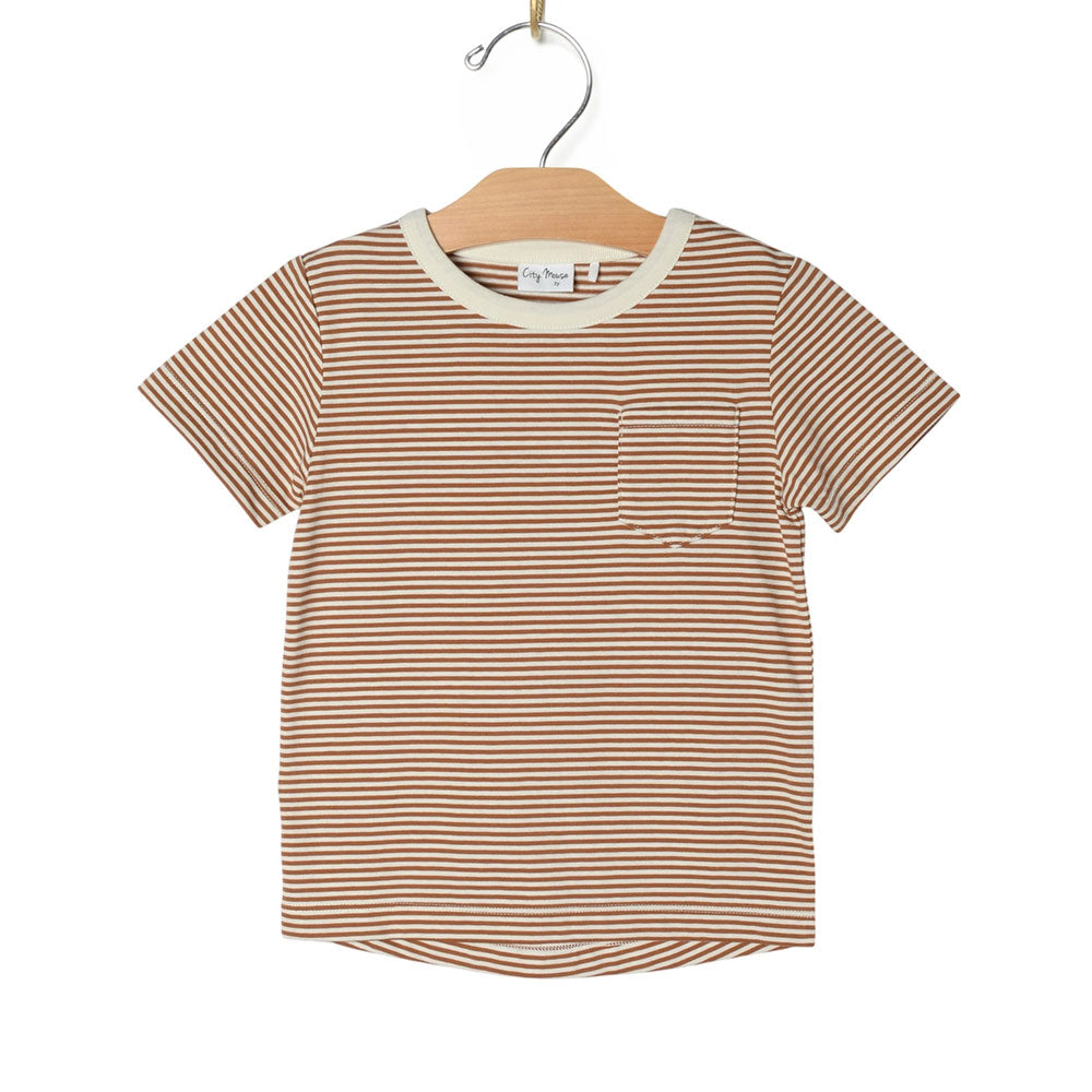 City Mouse Pocket Tee - Toffee Stripe