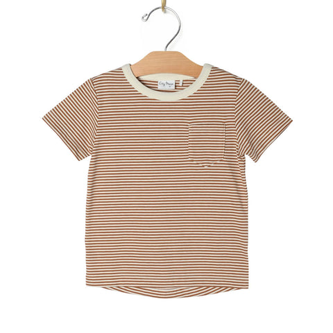City Mouse Pocket Tee - Toffee Stripe