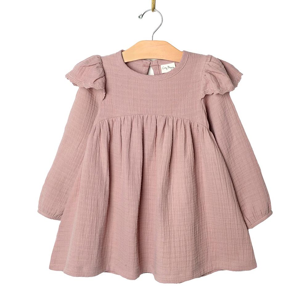 City Mouse Embroidered Flutter Sleeve Dress - Lilac (Size 8y) *CLEARANCE*