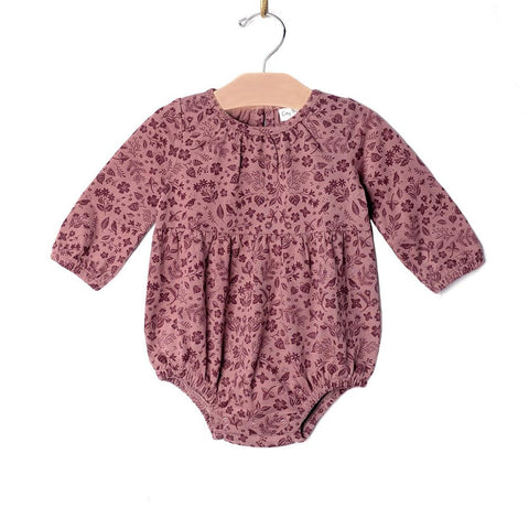 City Mouse Long Sleeve Shortie Romper - Plum Birds (Size 18-24m) *CLEARANCE*