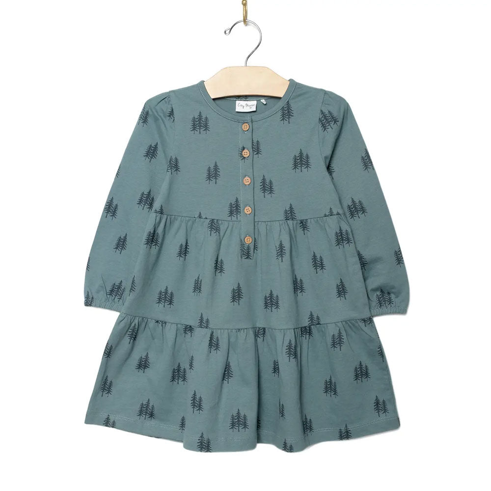 City Mouse Tiered Henley Dress - Twilight Forest