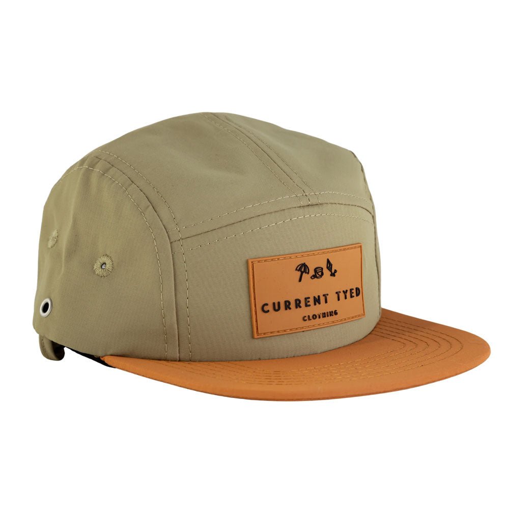 Current Tyed 5 Panel Waterproof Hat - Earth Tone Colour Block