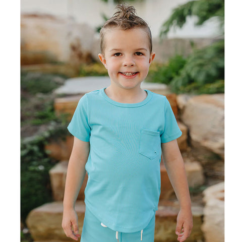 Current Tyed Round Hem T-Shirt Rashguard - Blue Curaco Ribbed