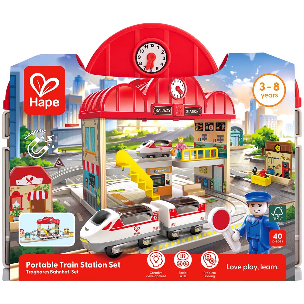 *Hape Portable Train Station Set