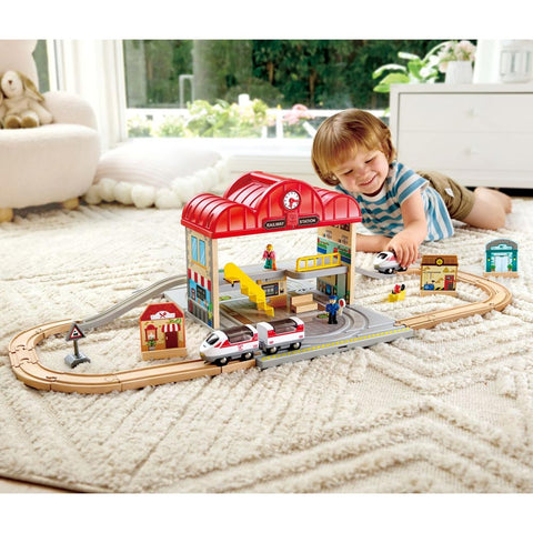 *Hape Portable Train Station Set