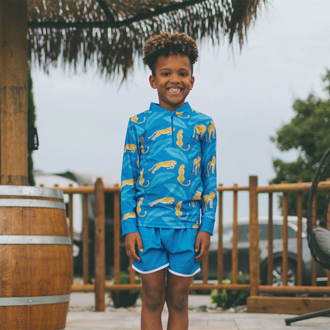 Honeysuckle Swim Co. Kid's Trunks - Cobalt Blue, White Trim
