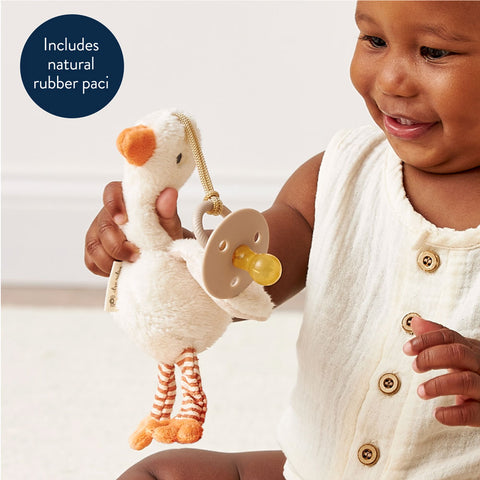*Itzy Ritzy Bitzy Pal Natural Rubber Pacifier & Lovey - Gracie the Goose
