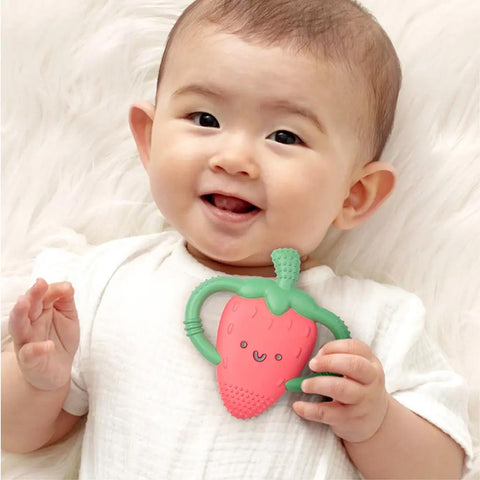 Itzy Ritzy Chew Crew Silicone Handle Teether - Bonnie the Strawberry
