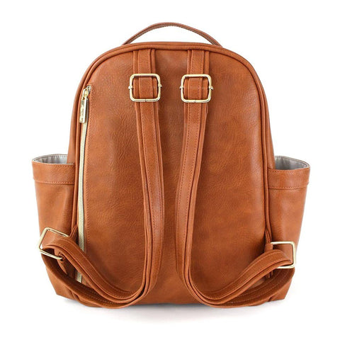 Back of Cognac Itzy Ritzy Mini Backpack - Lagoon Baby + Toy Shoppe