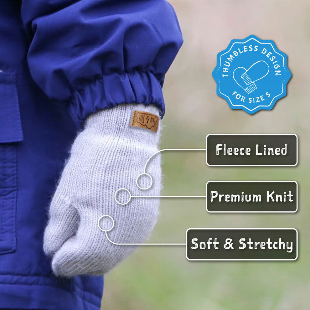 Jan & Jul Knit Mittens - Soft Grey
