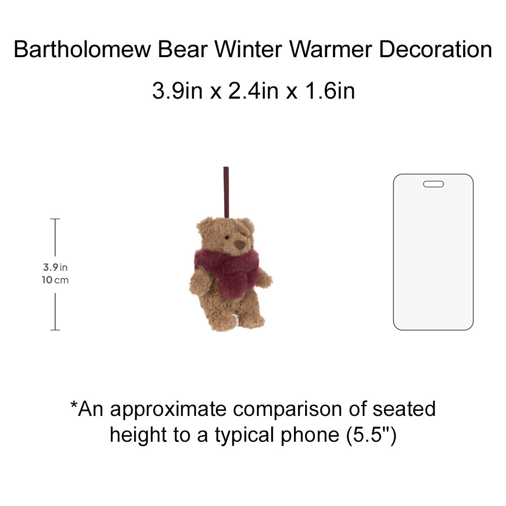 *Jellycat Bartholomew Bear Winter Warmer Decoration - 4"