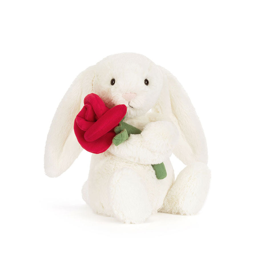 *Jellycat Cream Bunny with Rose - 12"