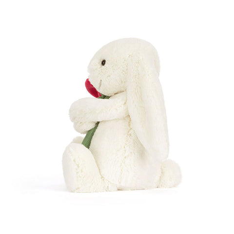 *Jellycat Cream Bunny with Rose - 12"