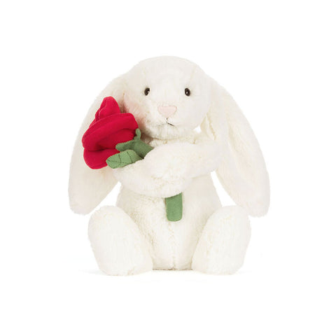 *Jellycat Cream Bunny with Rose - 12"