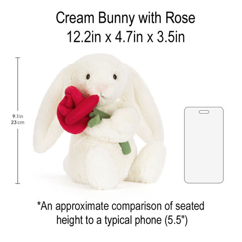 *Jellycat Cream Bunny with Rose - 12"