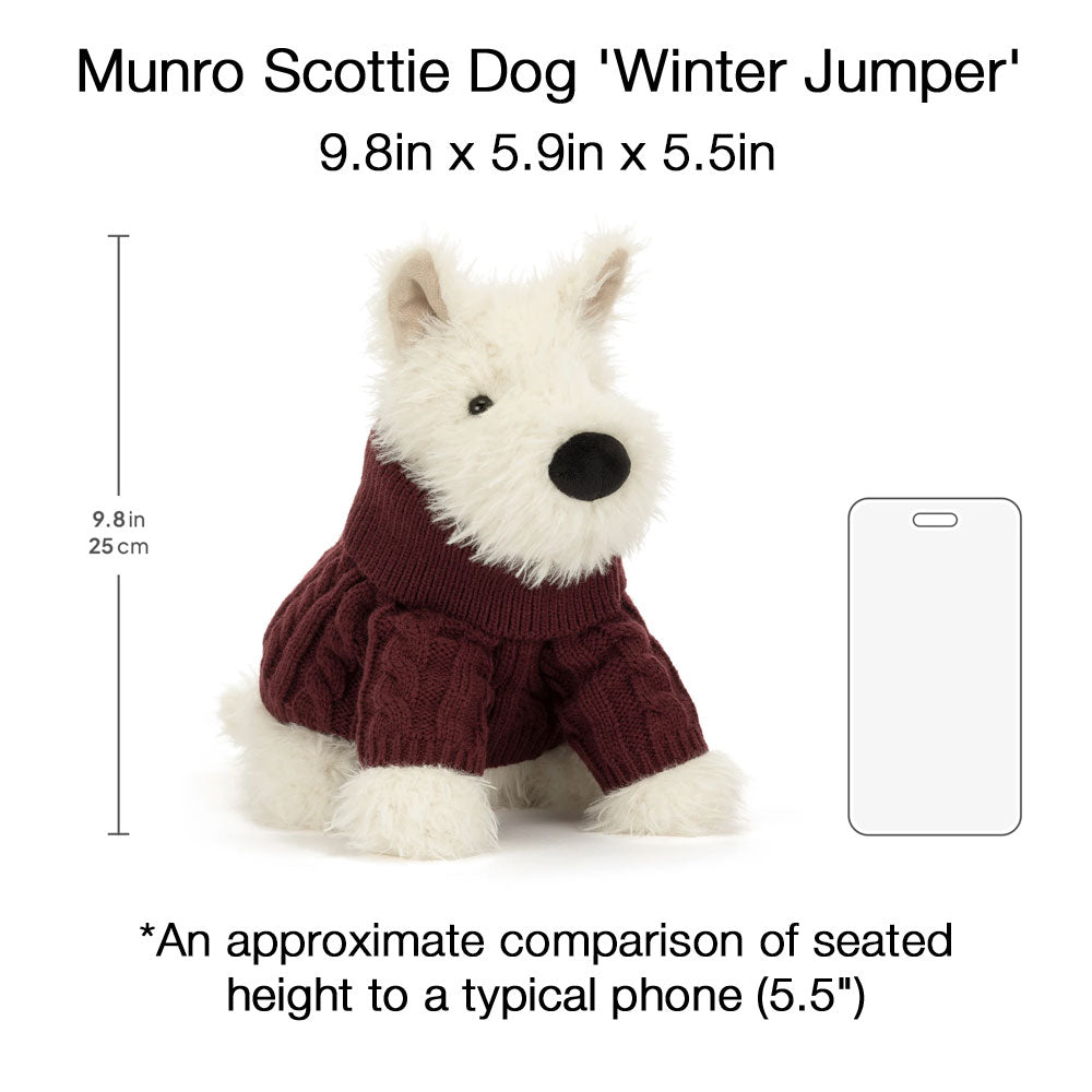 *Jellycat Munro Scotty Dog Winter Sweater - 10"