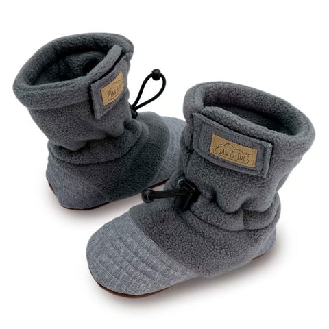 Jan & Jul Baby Stay-Put Cozy Booties - Heather Grey