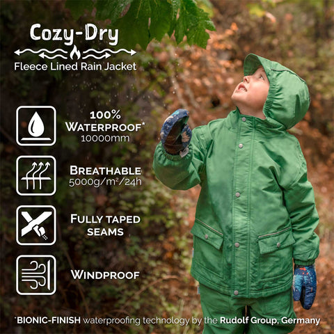 Jan & Jul Cozy-Dry Rain Jacket - Minty Forest
