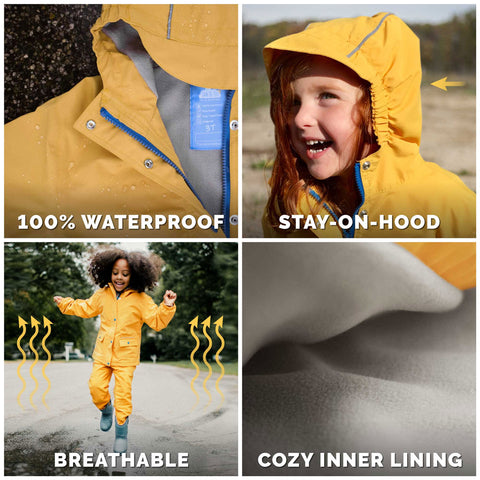 Jan & Jul Cozy-Dry Rain Jacket - Minty Forest