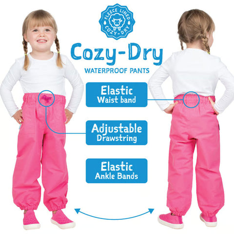 Jan & Jul Cozy-Dry Rain Pants (Fleece Lined) - Dusty Pink