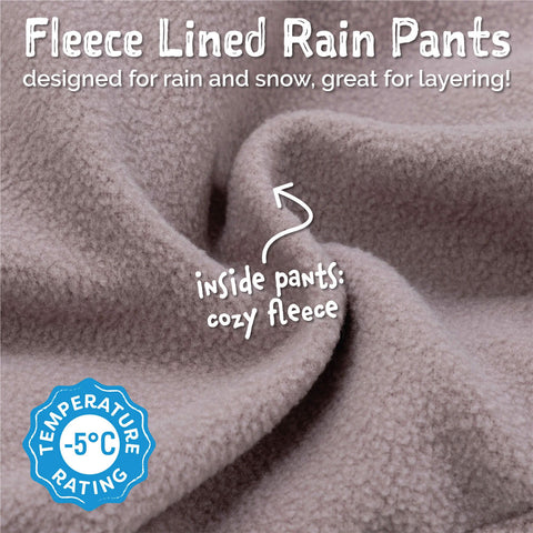 Jan & Jul Cozy-Dry Rain Pants (Fleece Lined) - Dusty Pink