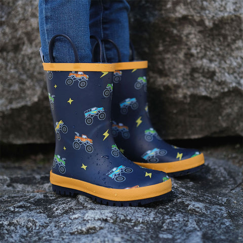 Jan & Jul Puddle-Dry Rain Boots - Big Trucks