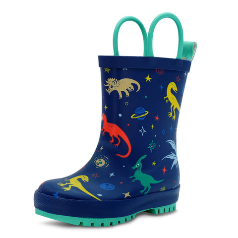 Jan & Jul Puddle-Dry Rain Boots - Space Dinos