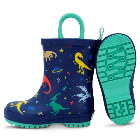 Jan & Jul Puddle-Dry Rain Boots - Space Dinos