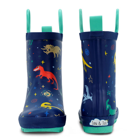 Jan & Jul Puddle-Dry Rain Boots - Space Dinos