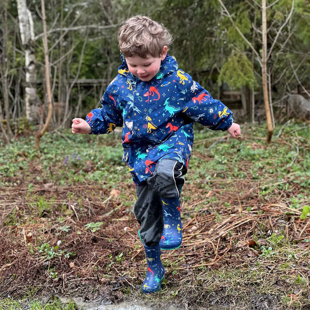 Jan & Jul Puddle-Dry Rain Boots - Space Dinos