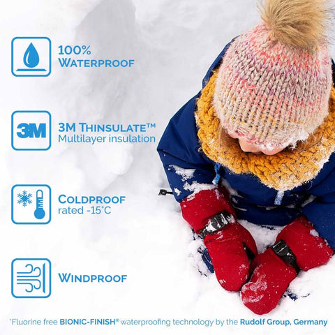 Jan & Jul Toasty-Dry Waterproof Snow Mittens - Nebula Blue