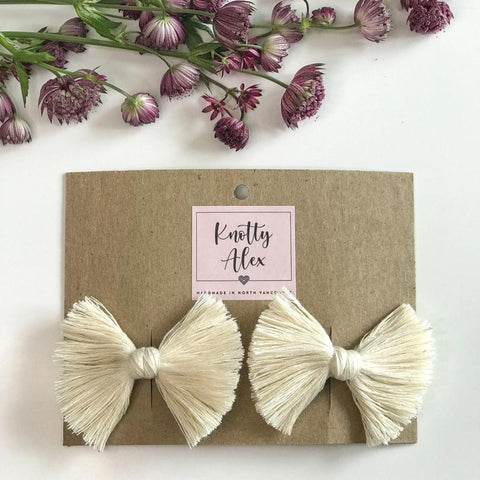 *Knotty Alex Daisy Macrame Bow Pigtail Set *CLEARANCE*