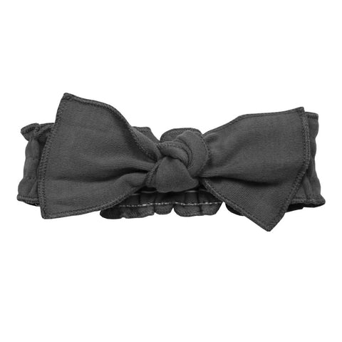 *L'ovedbaby Organic Smocked Tie Headband - Grey