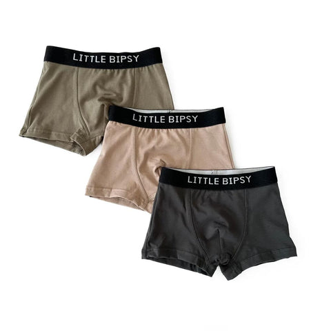 Little Bipsy Boxer Brief 3-Pack - Charcoal/Taupe/Dark Moss (Size 1/2y)