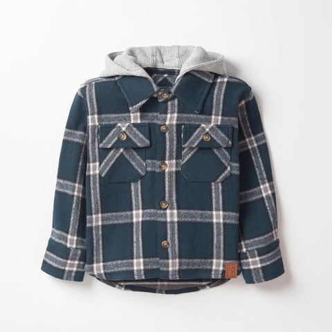 Little Bipsy Hooded Flannel - Night Fall *CLEARANCE*