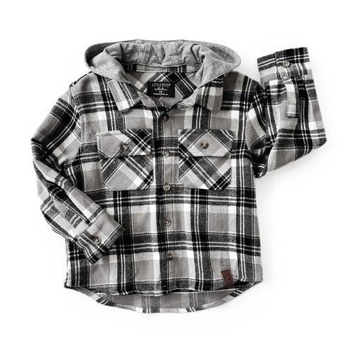 Little Bipsy Hooded Flannel - Sky (Size 10y) *CLEARANCE*