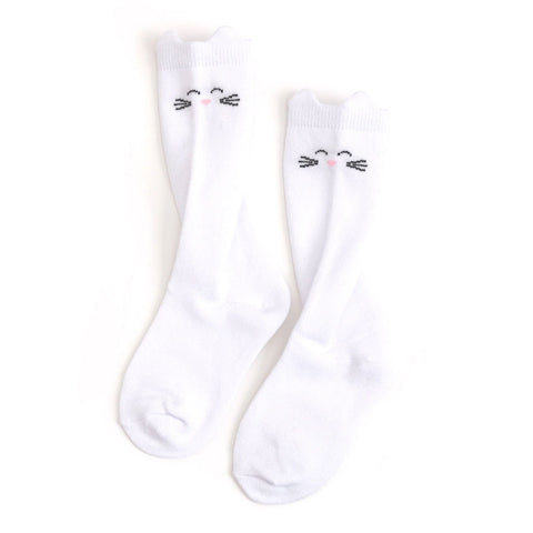Little Stocking Knee High Socks - White Cat