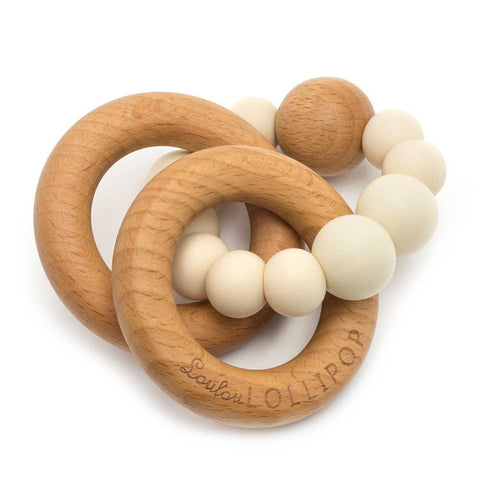 *Loulou Lollipop Bubble Silicone and Wood Teether Rattle
