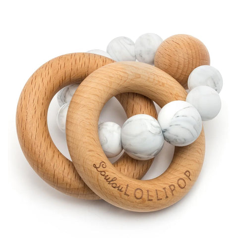 *Loulou Lollipop Bubble Silicone and Wood Teether Rattle