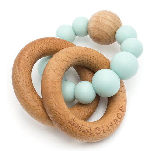 *Loulou Lollipop Bubble Silicone and Wood Teether Rattle
