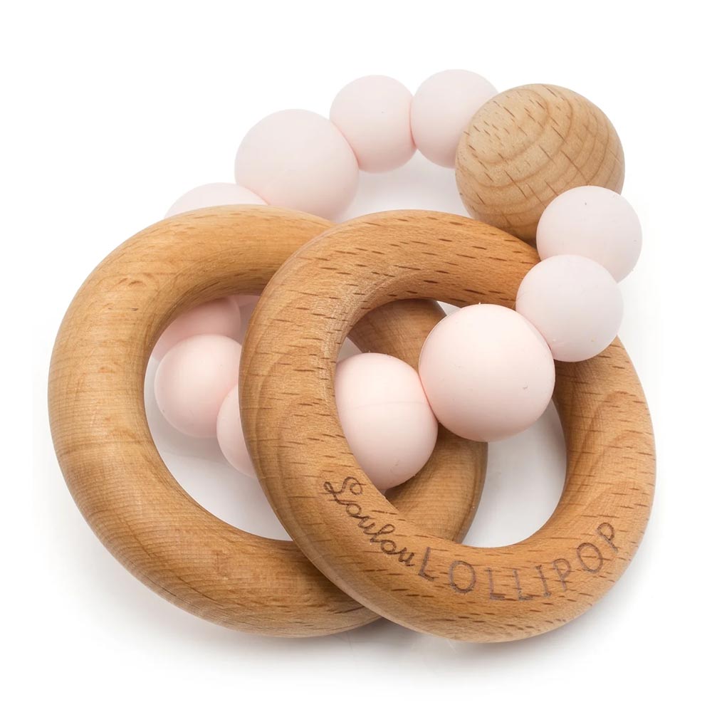 *Loulou Lollipop Bubble Silicone and Wood Teether Rattle