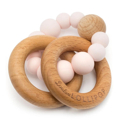 *Loulou Lollipop Bubble Silicone and Wood Teether Rattle