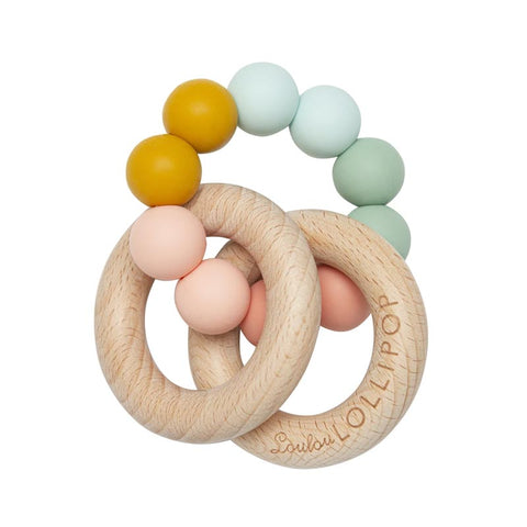 *Loulou Lollipop Bubble Silicone and Wood Teether Rattle