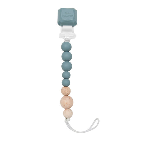 *Loulou Lollipop Colour Block Silicone & Wood Pacifier Clip