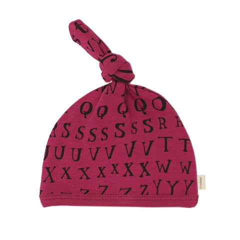 L'ovedbaby Knotted Cap - Magenta Letters (Size 0-3 Months) *CLEARANCE*