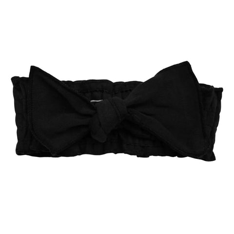 *L'ovedbaby Organic Smocked Tie Headband - Black